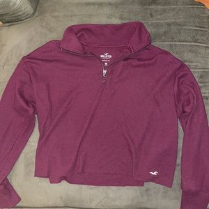 HOLLISTER burgundy waffle knit top, size S